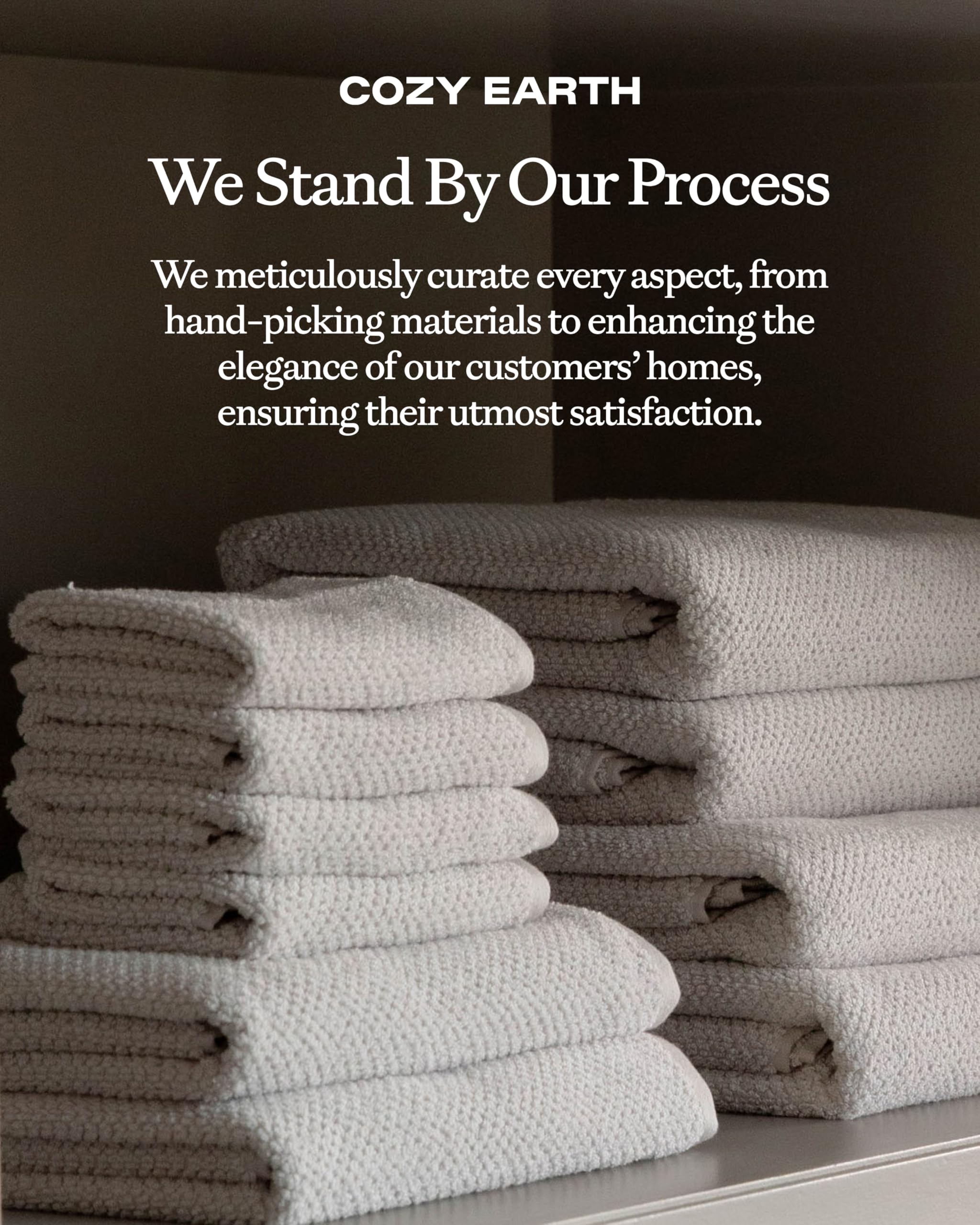 Cozy Earth Nantucket 60% Cotton 40% Viscose from Bamboo Washcloth - 600 GSM Plush & Fast-Drying with Rice Weave Pattern - 4 Pack 13" x 13" Luxury Washcloth - Sand