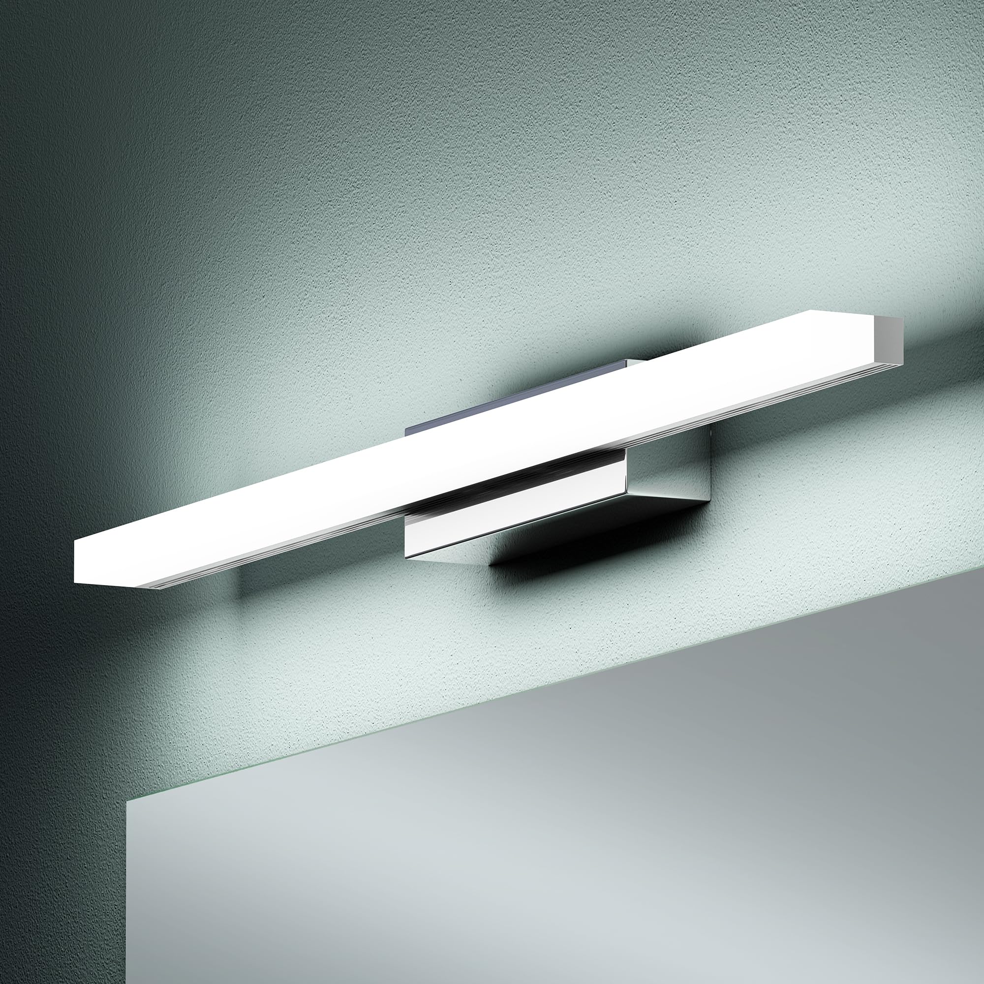 Mai & Mai Spiegelleuchte 60cm LED Badlampe | Spiegellampe, 6000K Badezimmer Lampe | LED Wandleuchte Chrom 14W Spiegelstrahl