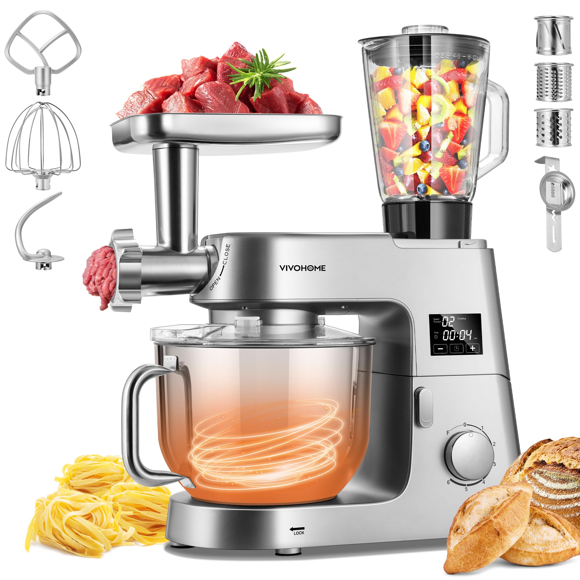 Amazon.com: VIVOHOME 9 in 1 Multifunctional Stand Mixer with