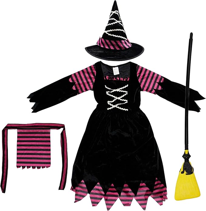 Brwoynn Halloween Witch Costume for Girls, Fairytale Cute Witch Dress
