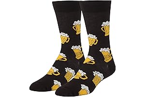 Fun Food & Snack Themed Crew Socks for Men, Including Novelty Beer Mug