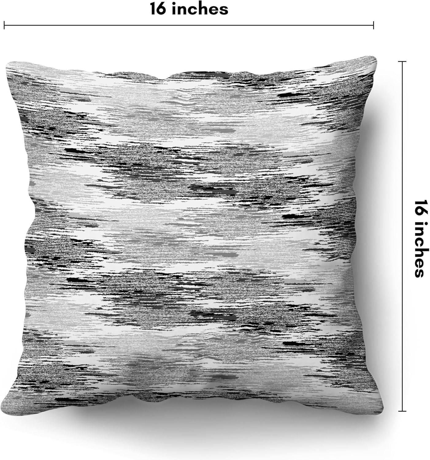americanflat 16x16 throw pillow with sewn-in insert - all-in-one decorative pillows - no cover needed - soft and durable cushion for bed or sofa - polyester - black, grey and white 16x16 black
