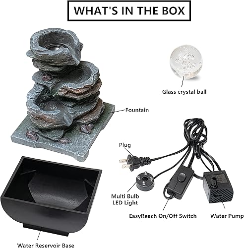 Miniatura 4 de Fuente de agua de mesa, fuente de interior, fuente de cascada, fuente de escritorio, sonidos de cascada relajantes audibles de mini fuente de agua,
