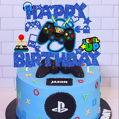 Miniatura 6 de Juego de decoración de pastel de cumpleaños para videojuegos, decoración de pasteles con purpurina, suministros de fiesta temática de videojuegos