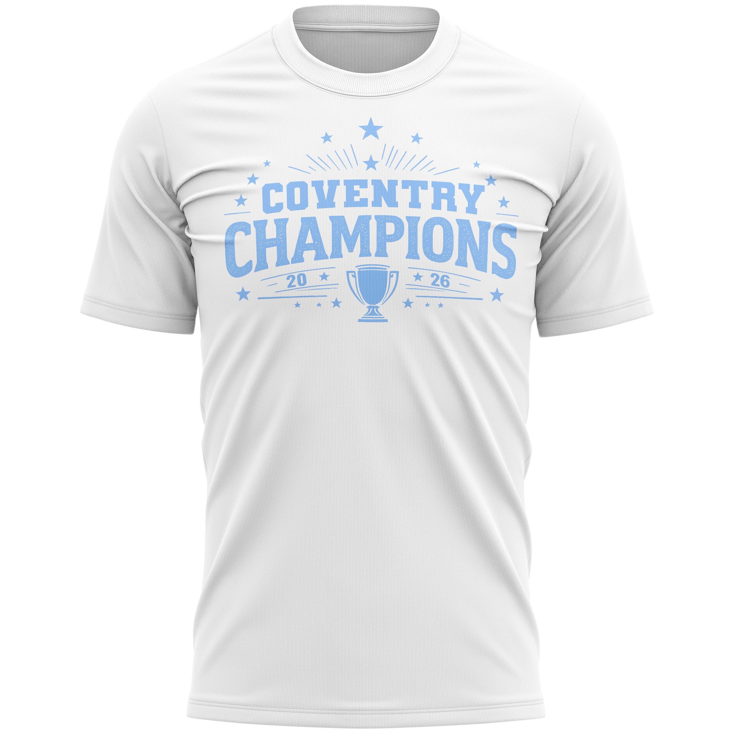 Coventry Mens Football T Shirt - Cov Champions 2026 Cup Design - Football Supporter City Fan Man Tee, 3XL, White