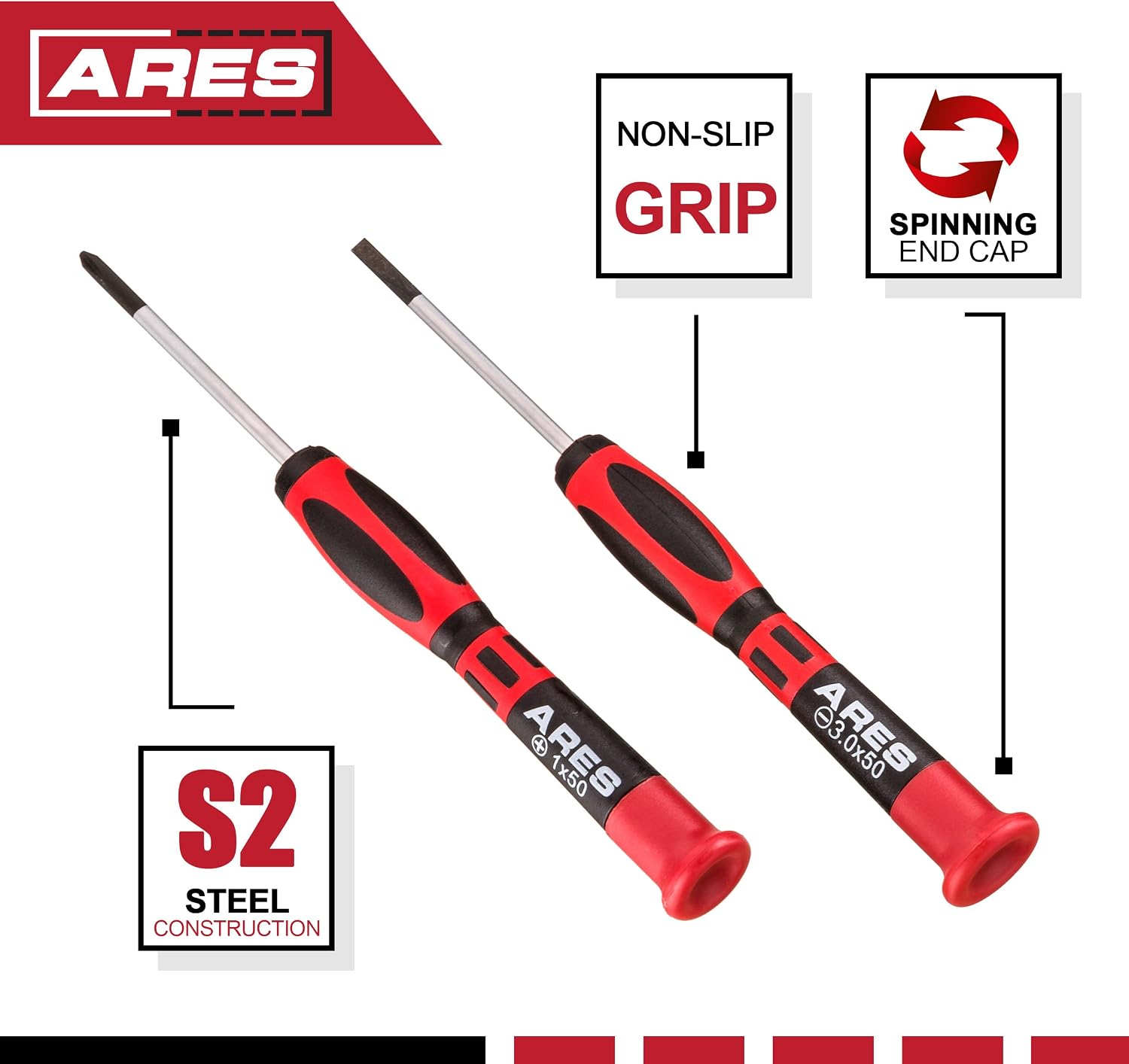 ARES 70602-14-Piece Precision Screwdriver Set - S2 Steel Screwdriver Shafts - Phillips, Slotted, Torx, & Pentalobe Sizes - Convenient Storage Pouch Included