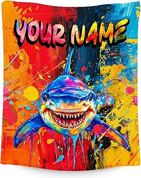 Blanket for Boys Custom Shark Blankets Gifts - Cozy Soft Fleece Throw for Room Decor - 4 Sizes