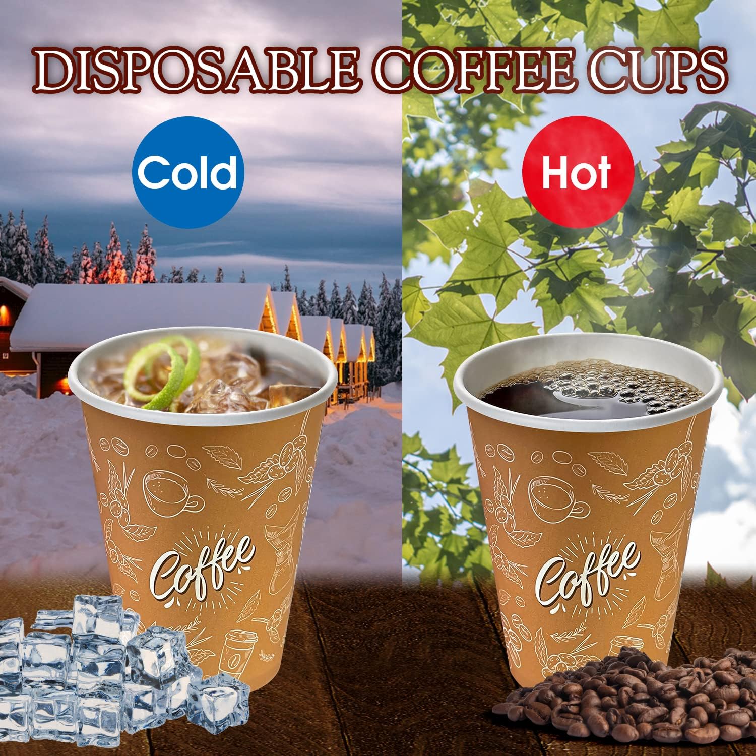 JOYEUX 100 Pack -12 oz Disposable Coffee Cups with Lids, Thickened Coffee Paper Cups -To Go Hot Cups for Party, Beverages, Tea, Hot Chocolate,Water, Juice - Image 6