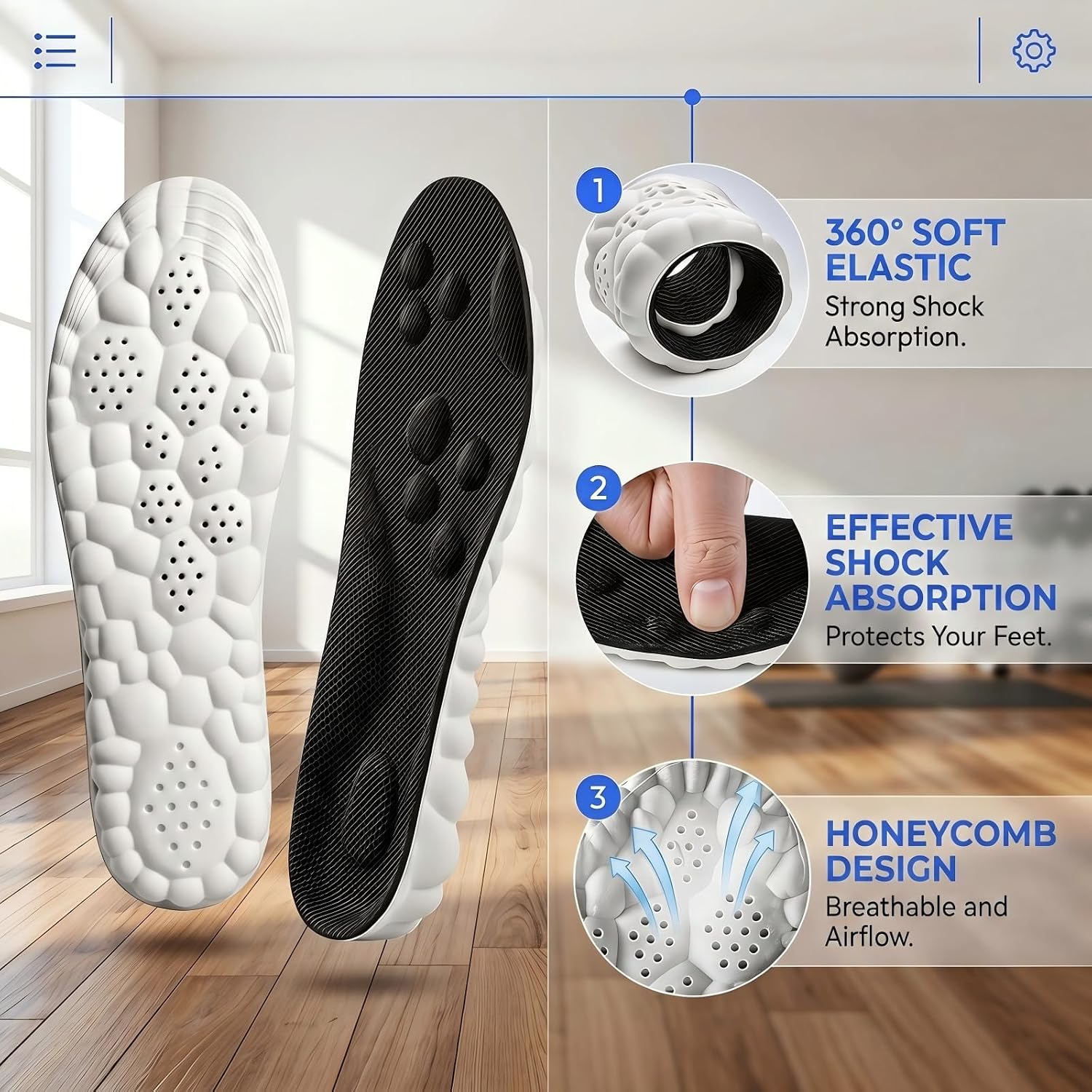 2026 New 4D Cloud Insoles for Men and Women (Black Women: US 10-10.5) image 3
