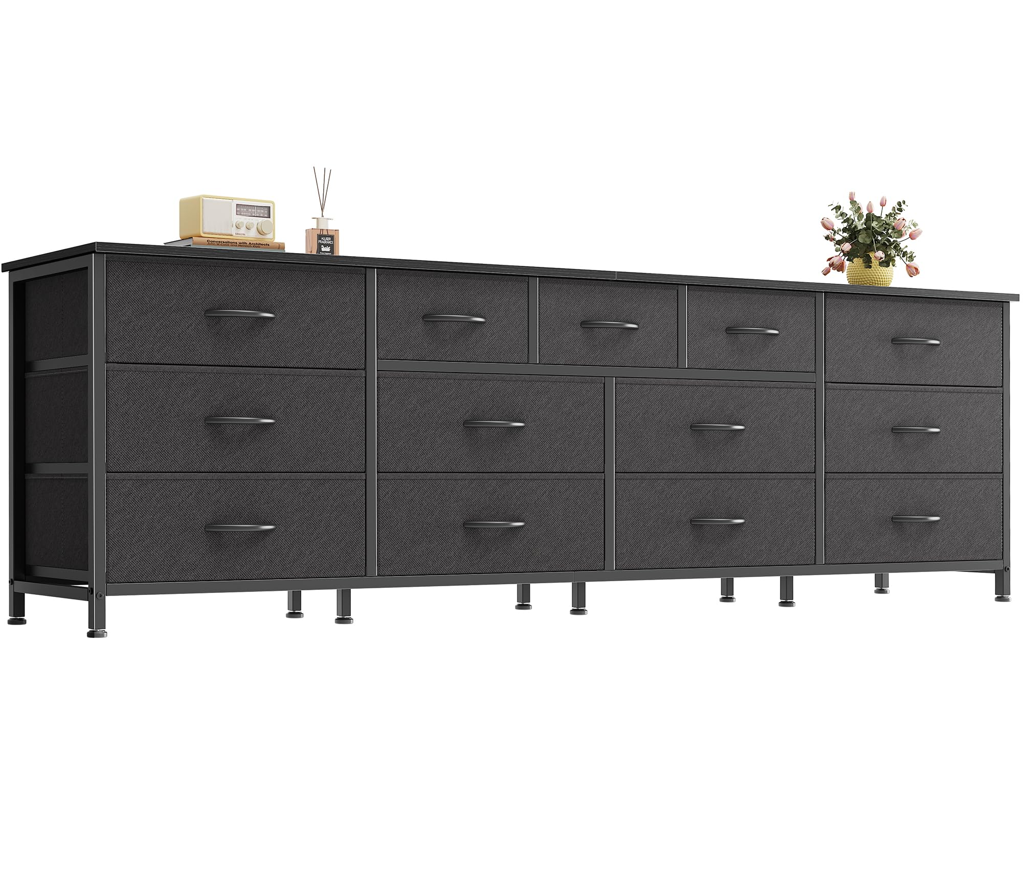 70 inch dresser black Amazon.com: Huuger 70 Inch Dresser for Bedroom, TV Stand for 65, 75, 80 Inch  TV, 13 Fabric Drawer Long Dresser, Wide Chest of Drawer, Black Storage  Units for Bedroom : Home & Kitchen