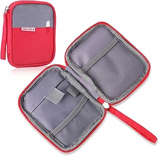 Reiseapotheke Tasche, Tragbar Medikamententasche Klein, Mini Erste Hilfe Tasche Leer, Wasserdichte Reise Apothekentasche, Notfalltasche für Home, Camping (Rot)