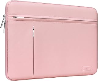 MOSISO Laptop Sleeve Compatible with MacBook Air/Pro, 13-13.3 inch Notebook, Compatible with MacBook Pro 14 inch 2023-2021 A2779 M2 A2442 M1, Polyester Bag with Front Horizontal&Vertical Pockets, Pink