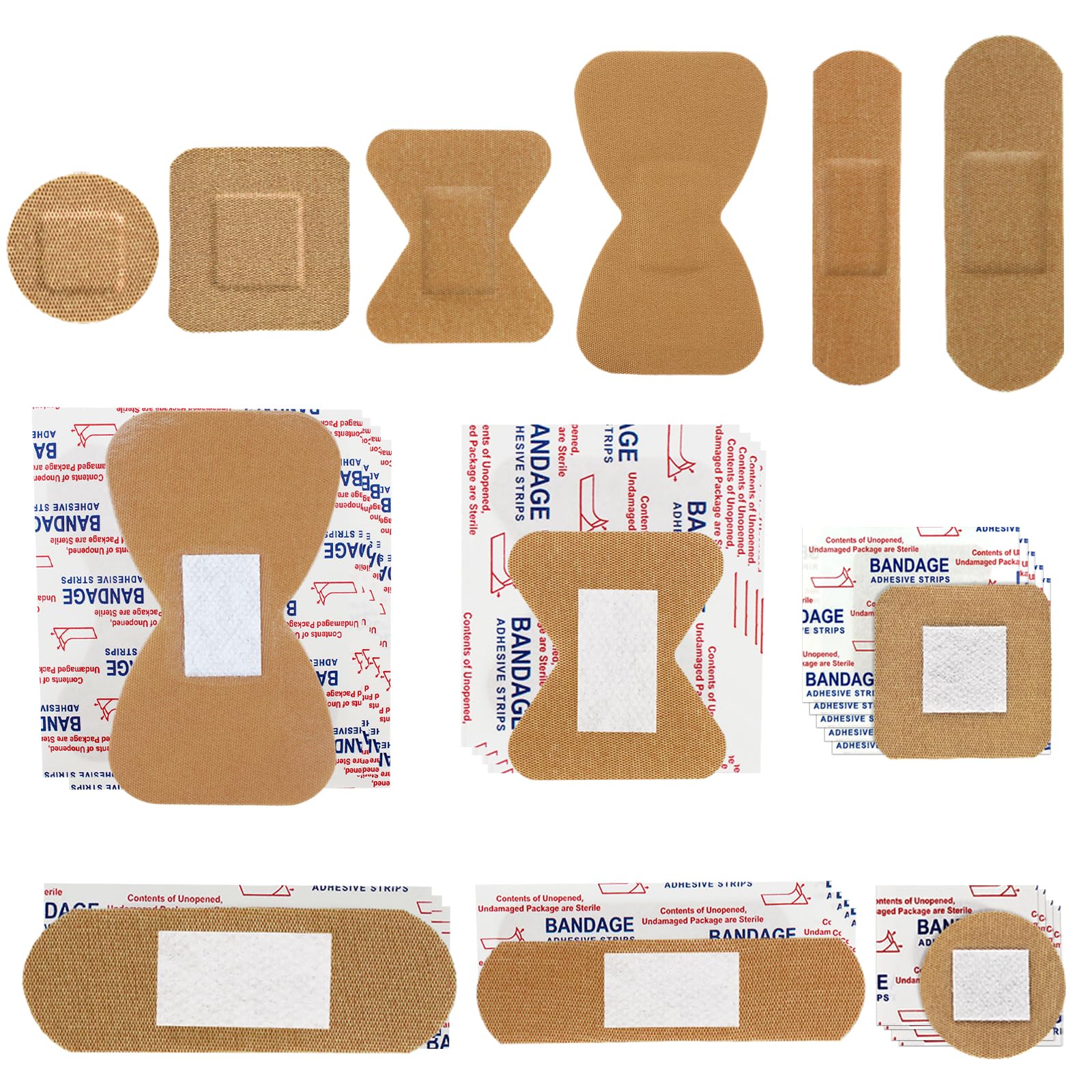 200pcs Small Bandage Bulk Round Oval Fingertip for Face Fabric Adhesive Breathable Flexible Bandages for Small Wound Protection Care(6 Assorted Sizes)