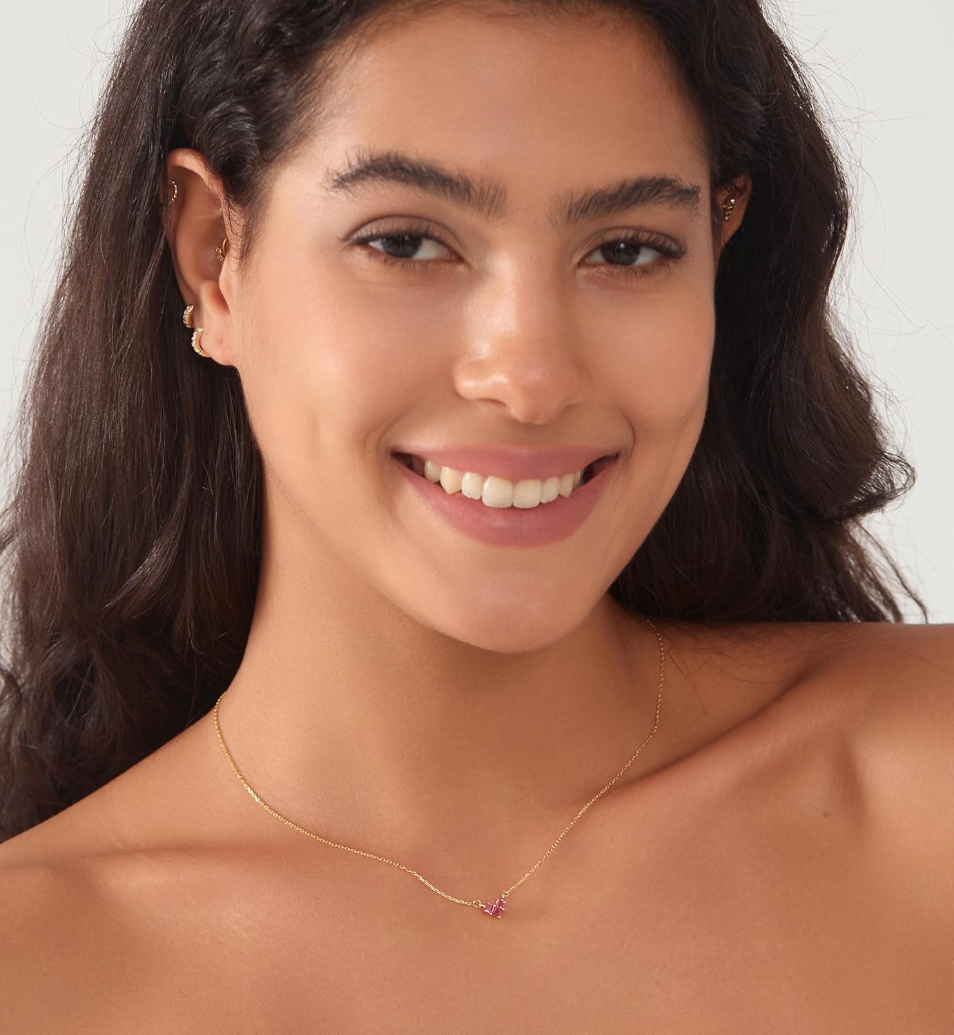 Michooyel 925 Sterling Silver Ruby Heart Necklace 18K Gold Plated Princess Cut Dainty Necklace for Women - Image 6