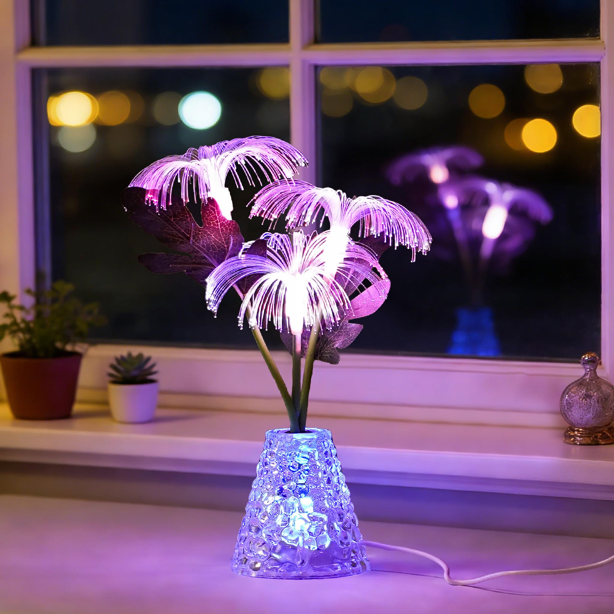 Fiber Optic Firework Lamp, Color Changing LED Light, USB &amp; Battery Powered Decor Lamp for Bedroom Bar Coffee Shop Wedding Decor, Gift for Women on Birthday Christmas Valentines Mothers Day