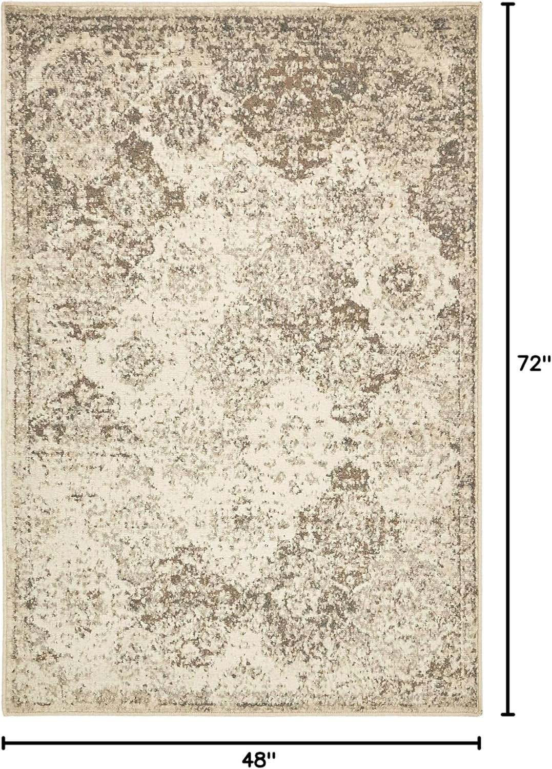 Gray Abstract 4' x 6' Stain-Resistant Synthetic Rug