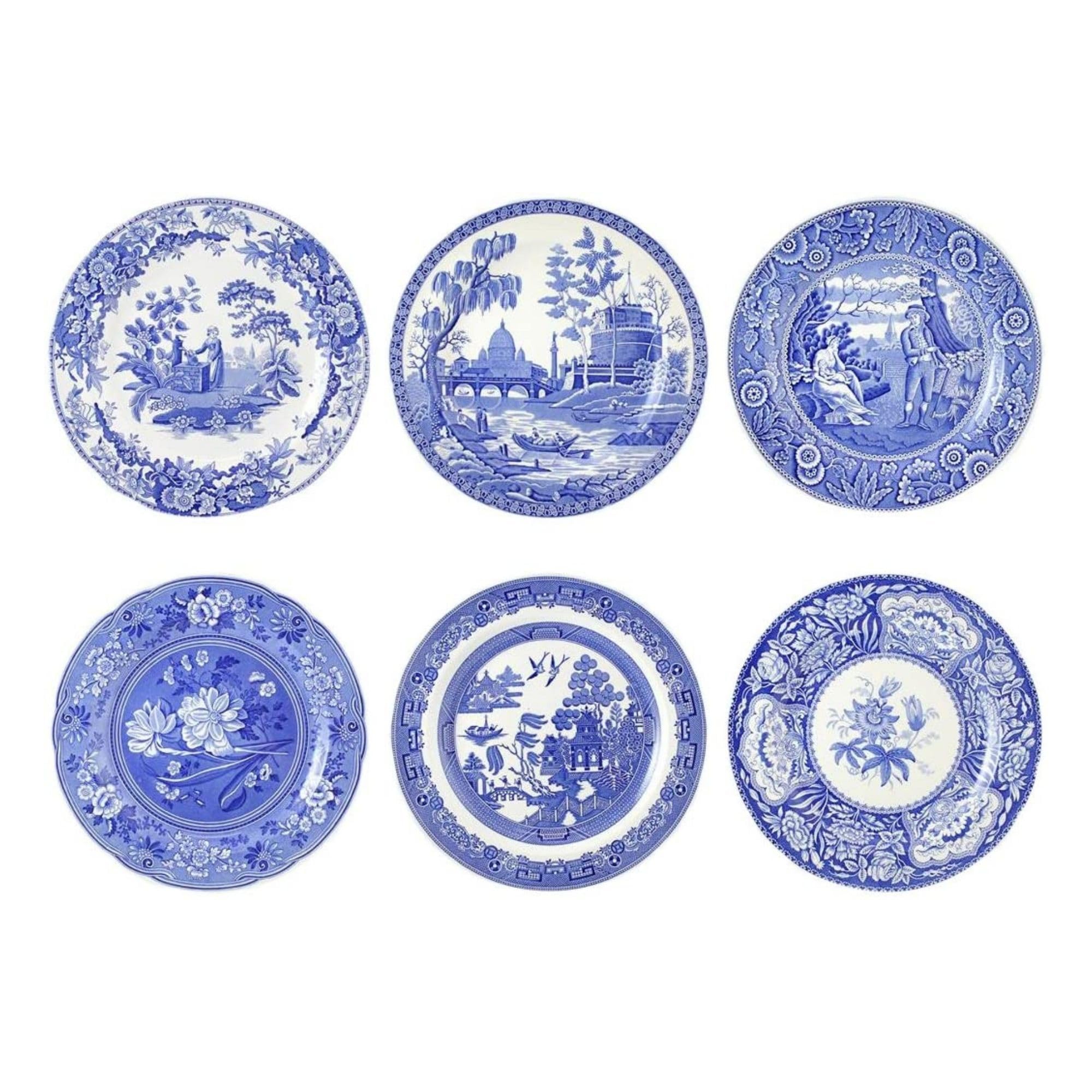 Blue Room Georgian Plates, Set of 6 Assorted Motifs