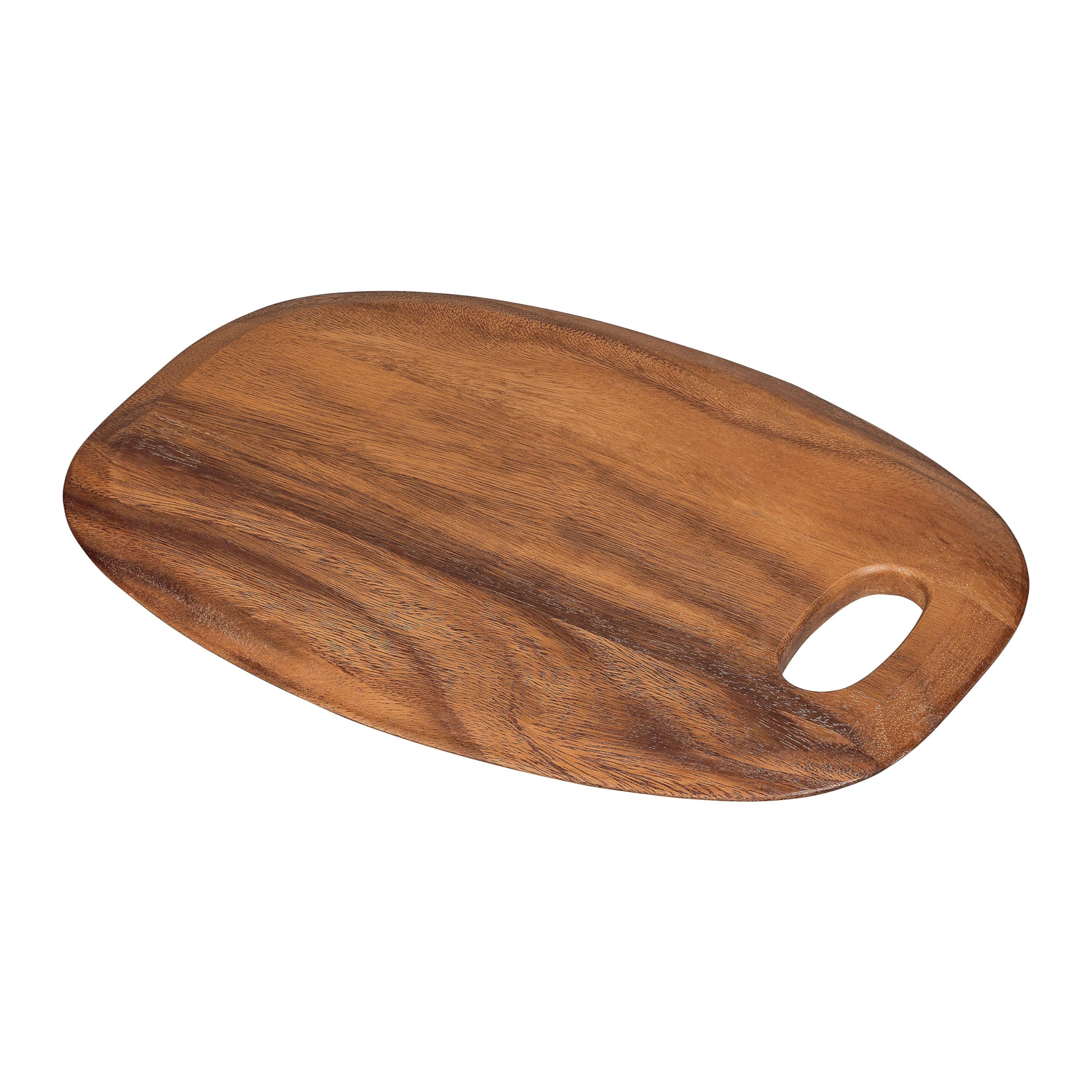 Tala Large Curved Chopping Board, Lacquered Acacia Wooden Board, with Smooth Curved Edges This Wood Board is Ideal for Serving, Presenting and Preparing All Foods, Measures 36 x 26 x 1.5 cm