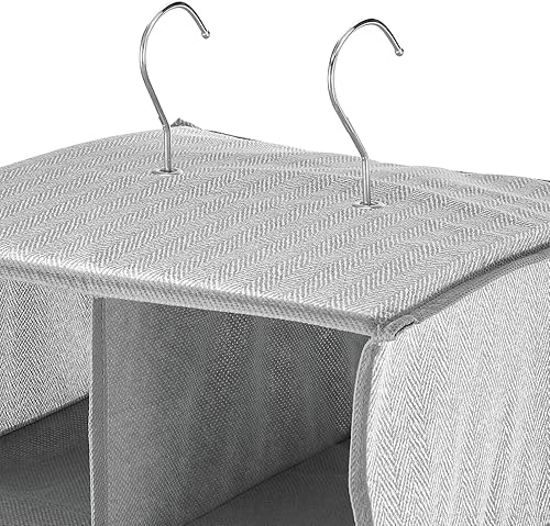 Miniatura 4 de mDesign Organizador de armario de tela suave, para zapatos, bolsos, embragues, accesorios, grande, 20 estantes sobre la barra de almacenamiento,