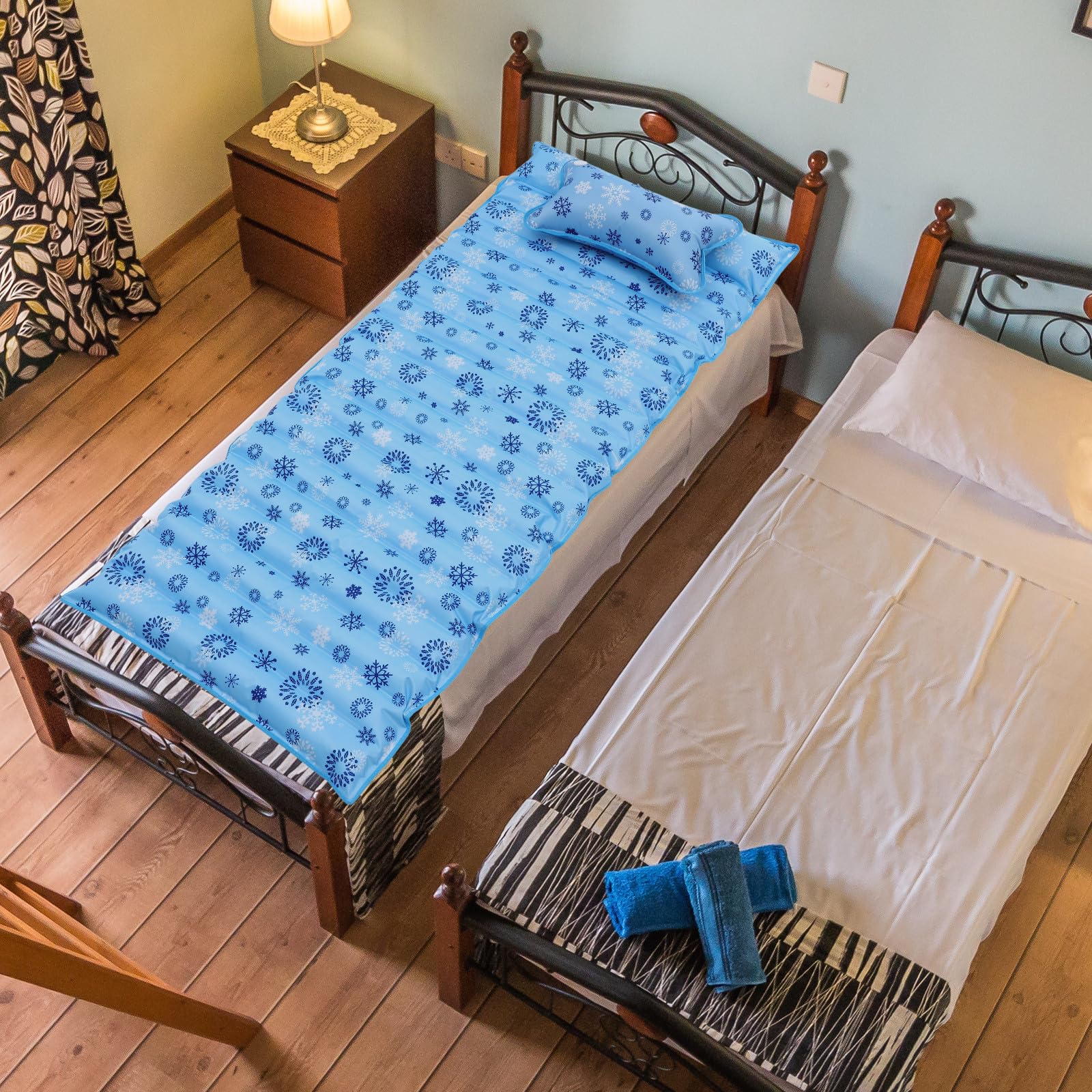 Materasso Estivo Singolo in PVC con a Iniezione d'Acqua, Tappetino per Letto in Dormitorio e Uso per
