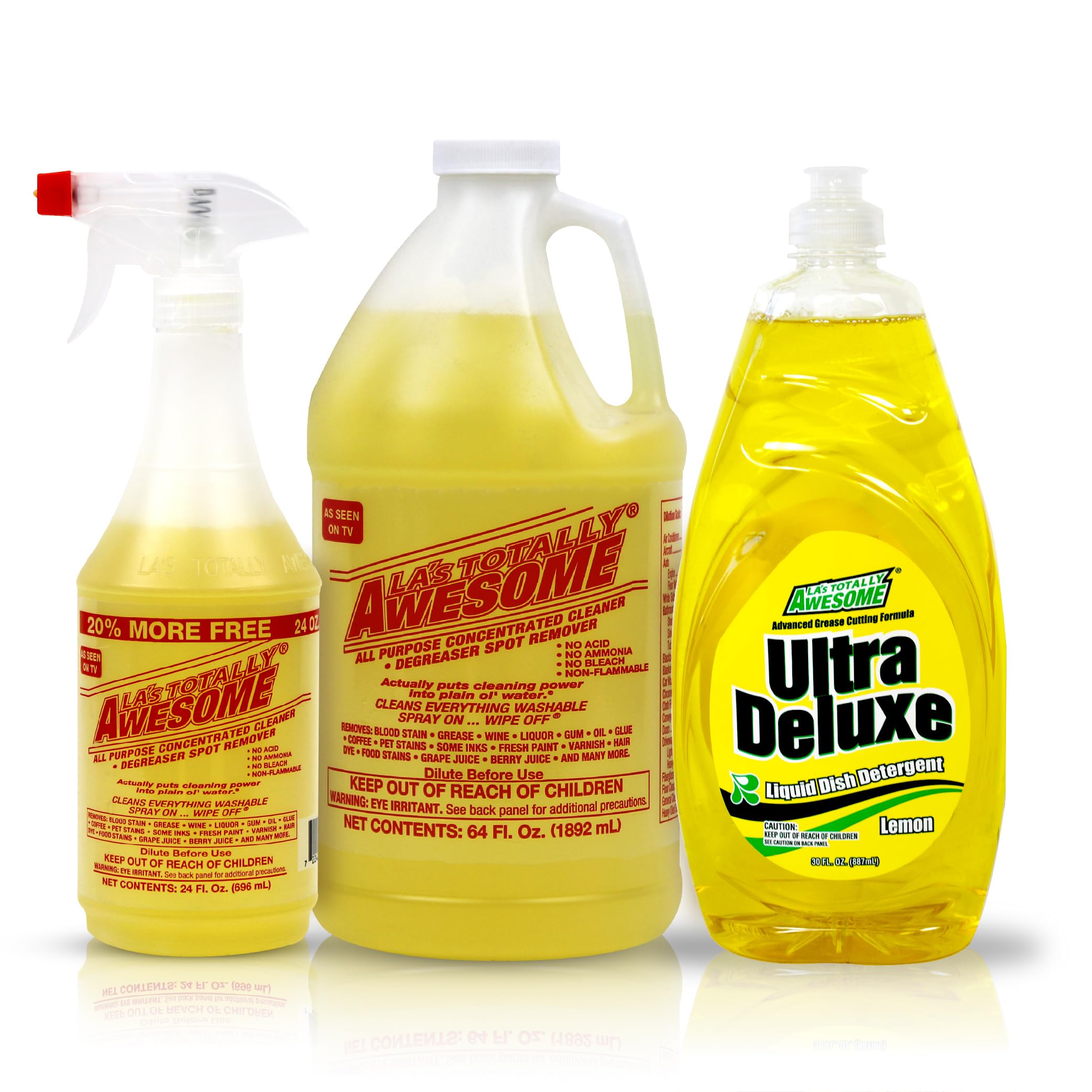 La's Totally Awesome All-Purpose Cleaner Combo Pack (24oz + 64oz) + Bonus Lemon Dish Soap 30oz - Multipurpose Home Cleaner & Degreaser with