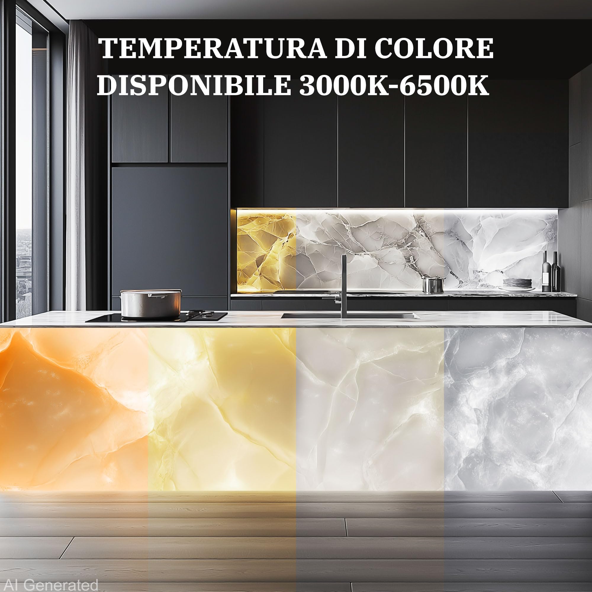 Lichaser 4 Pack LED per Retroilluminazione 3000K–6000K Luce Calda e Fredda 24V 36W, Pannello LED dimmerabile compatibile con Alexa, 50x 24.5cm pollici per piani di lavoro in marmo, onice e quarzo