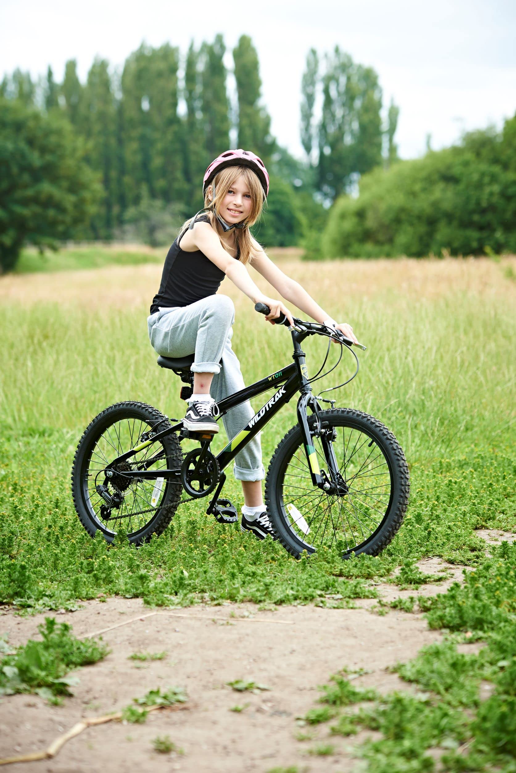 Wildtrak - Bicicletta da 20 pollici per bambini dai 6 ai 9 anni con freni regolabili - Nero