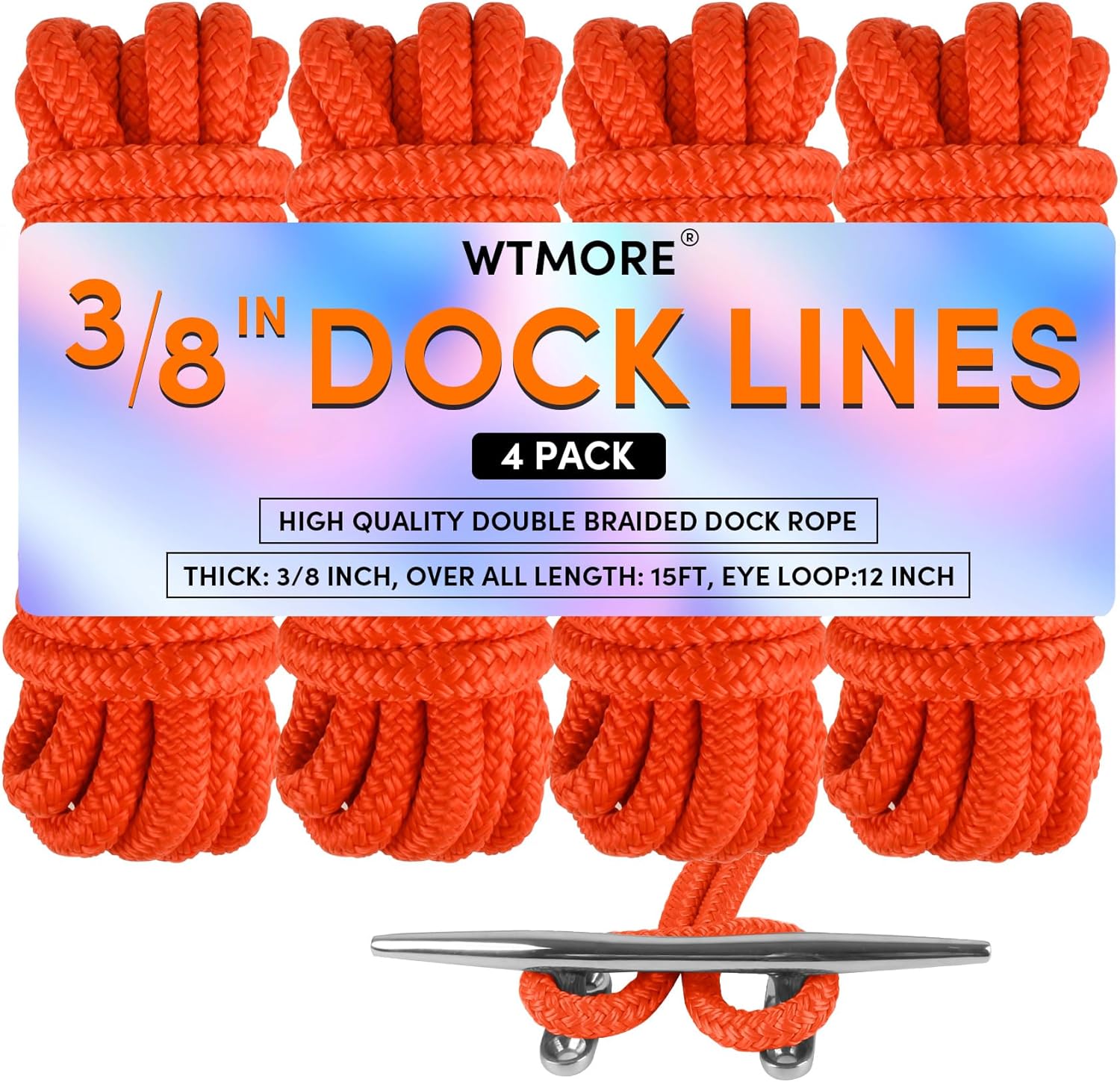 Amazon.com: Dock Lines Boat Ropes for Docking 3/8" x15FT Double Braided Mooring Marine Rope Boat ...