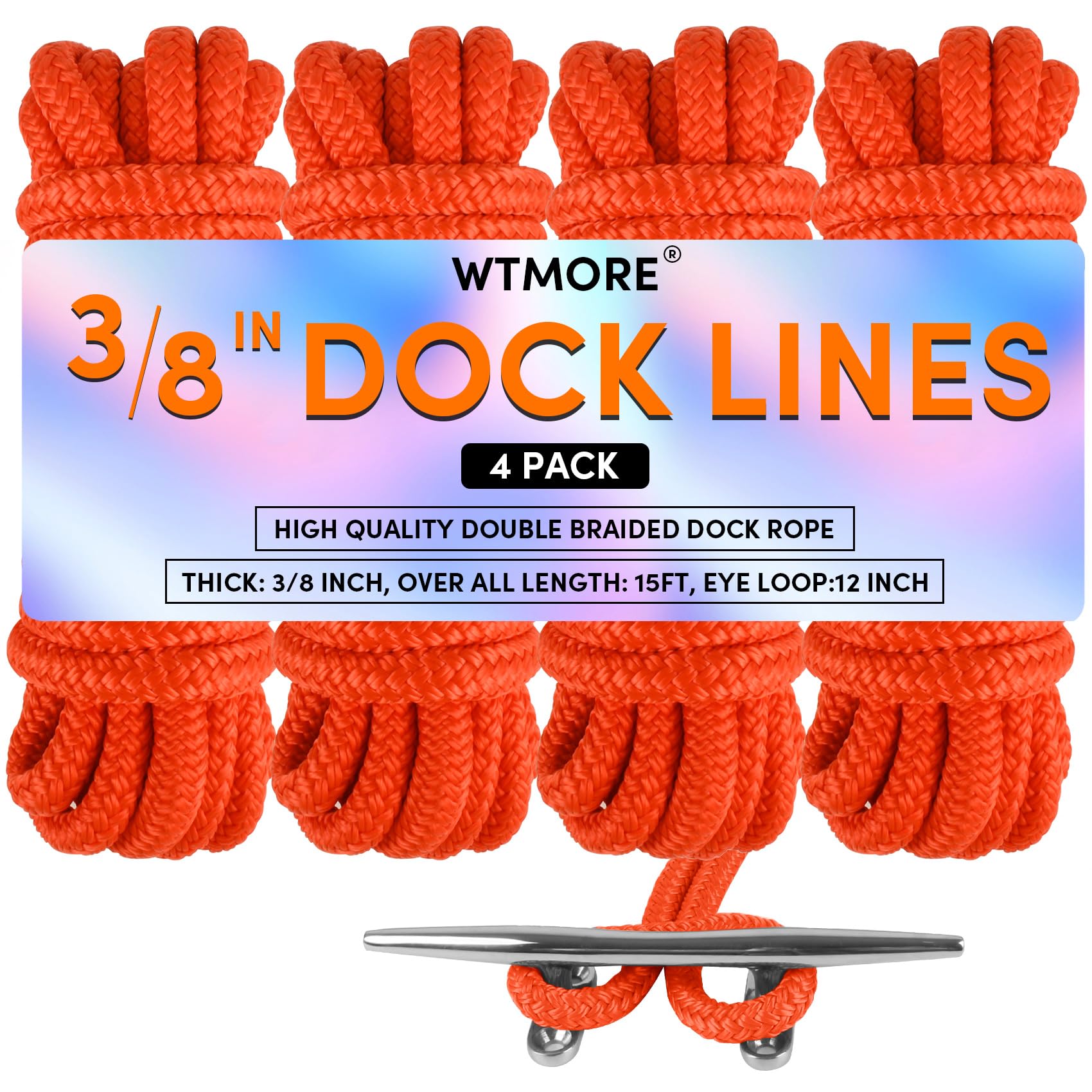 Dock Lines Boat Ropes for Docking Double Braided Mooring Marine Rope Boat Lines for Docking, Dock Lines for Boats with Loop, Boating Rope Boat Lines（2