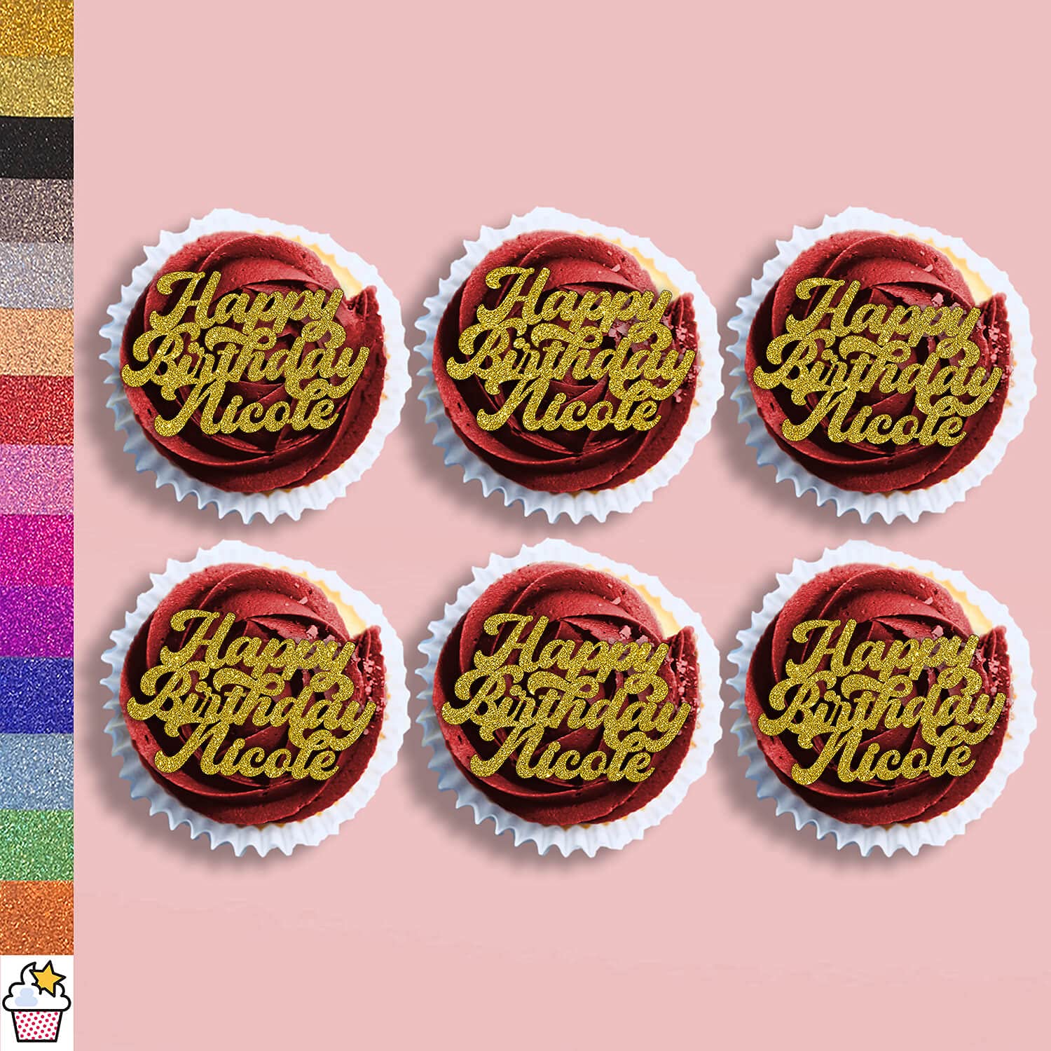 Cakeshop, 6 Decorazioni Per Cupcake Personalizzate Su Entrambi I Lati