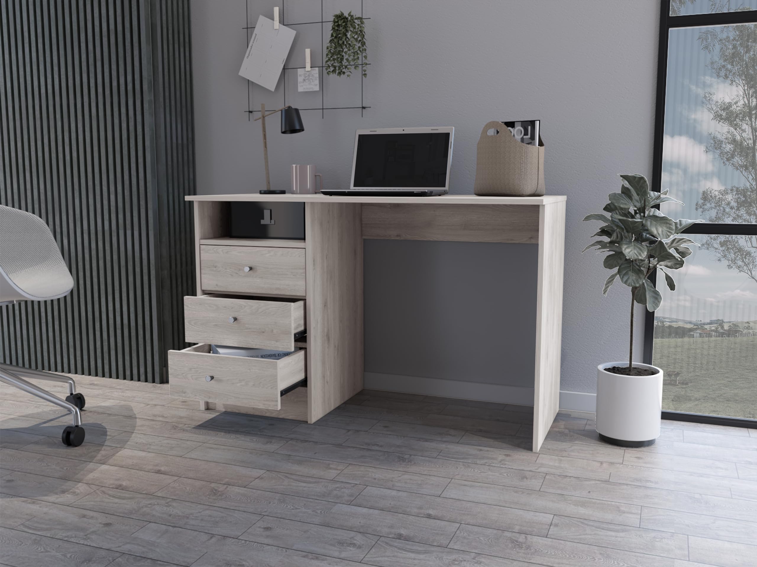 Langen-DW-00133-LWJ Desks, 19.6"x46.1"x29.5", Light Gray