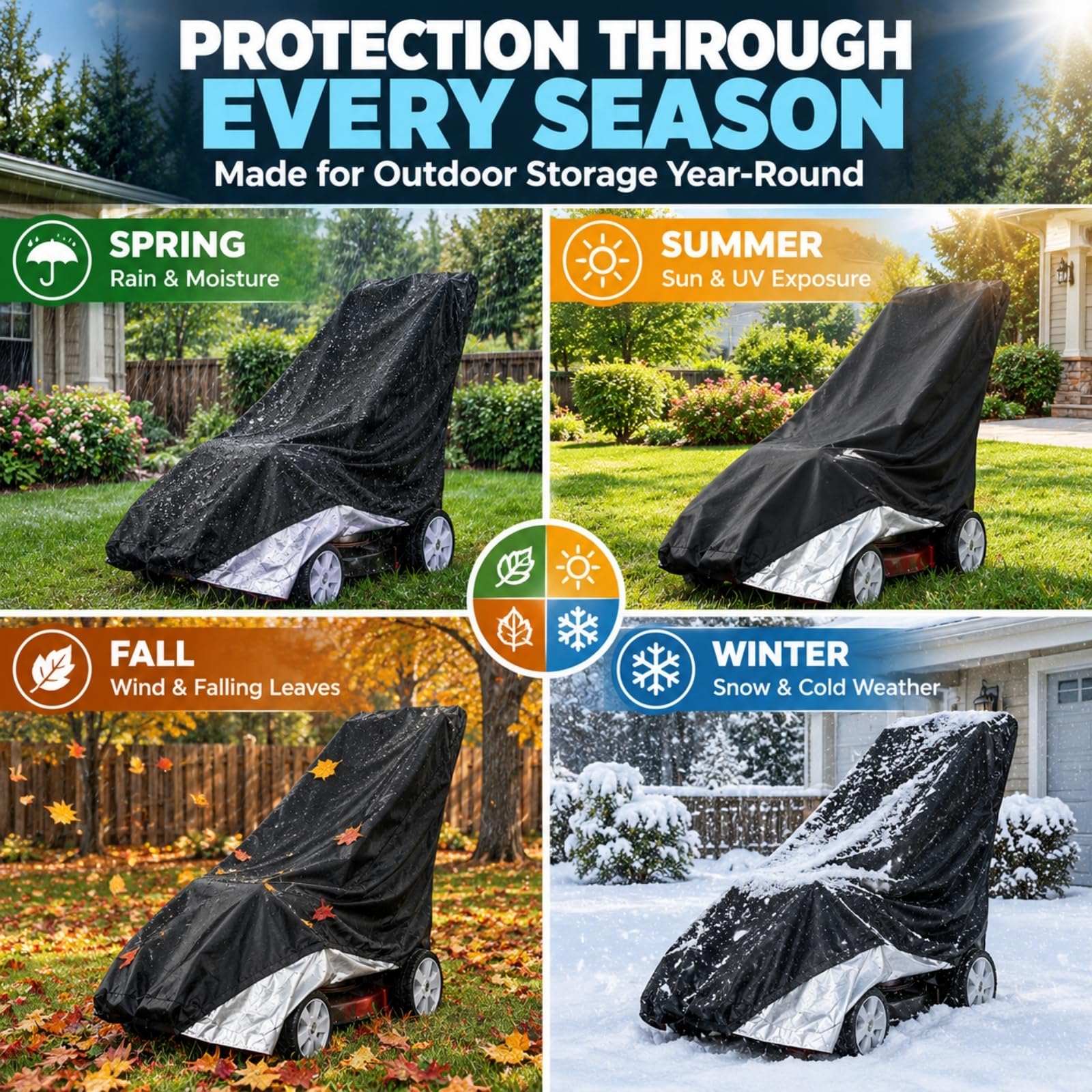 Funda para Cortacésped Manual para Castelgarden XE 40 2022-2026, Tejido Oxford Cubierta Protectora Impermeable, para Jardín y Almacenamiento Exterior
