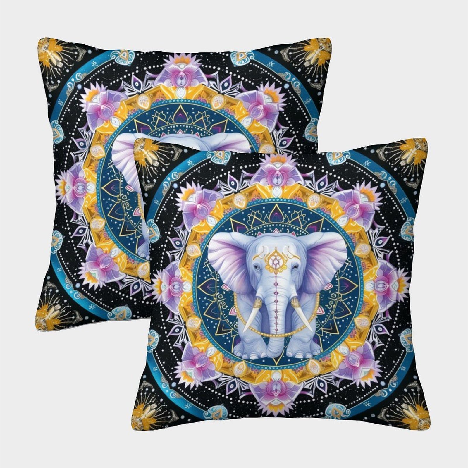 PFYWZJDDTTBD Square Decorative Bohemian Mandala Throw Pillow Cases Cushion Covers Set of 2 for Living Room, Sofa, Patio, Couch, Tent, Balcony, Home &Hotel Invisible Zipper 40x40cm
