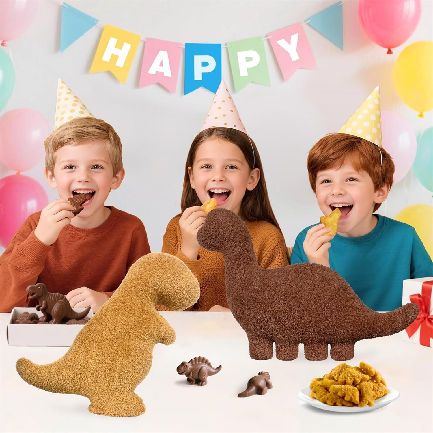 Dino Nuggets 枕 ぬいぐるみ 面白いギフト 恐竜 チキン ぬいぐるみ ナゲット 枕 誕生日プレゼント 大人 ティーン 子