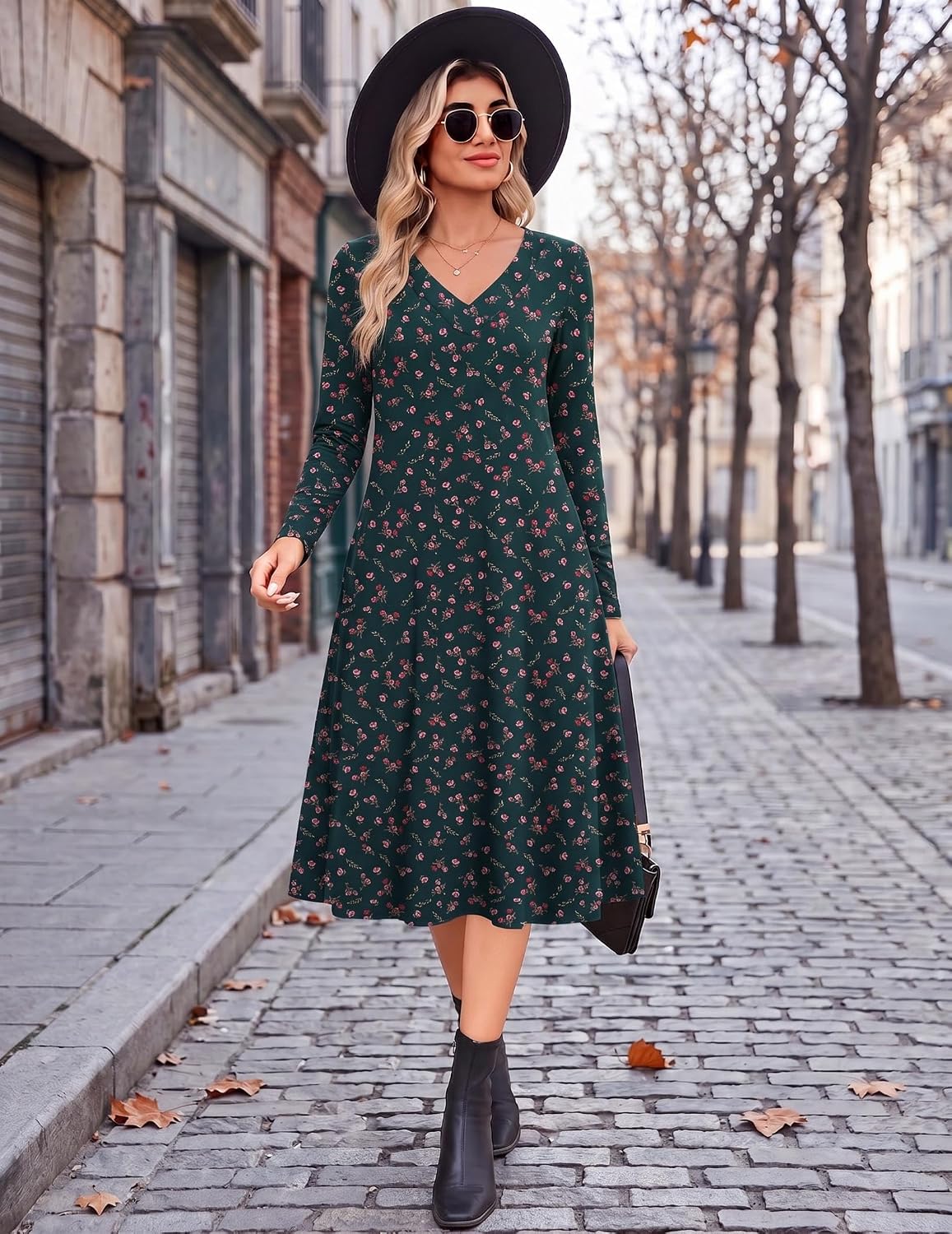 Zeagoo Dresses for Womens Long Sleeve Midi Dress Fall Casual A Line Dress image 3