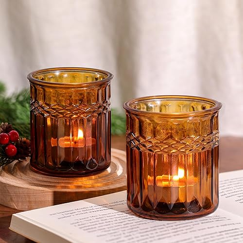 Miniatura 7 de 15 portavelas votivas de ámbar grandes, portavelas de vidrio para velas de té, candelabros ámbar para centro de mesa, decoración del hogar,