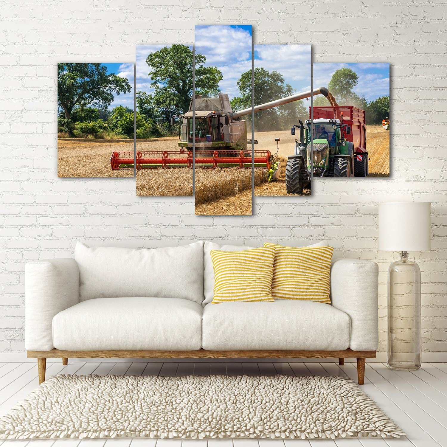 Tableau Déco Sur Verre Trempé 50x100 Cm - Motif Tracteur Vert, Style Moderne