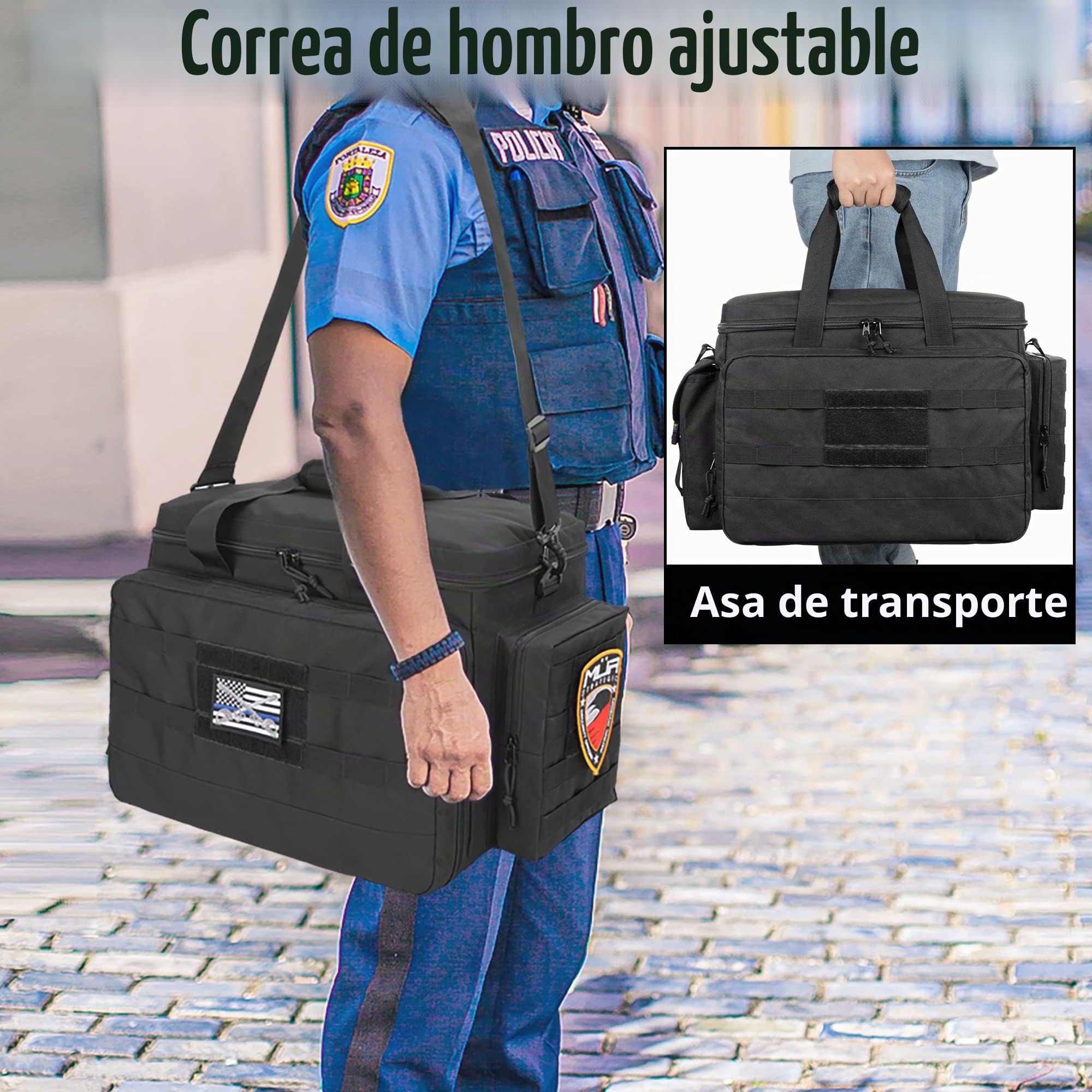 SAMDEW Bolsa de Patrulla, Organizador de Asiento Delantero de Coche Para Equipos Policiales y de Aplicación de la Ley, Bolsa de Equipo de Policía Para Portátil(hasta 15,6"),Compatible con MOLLE, Negro