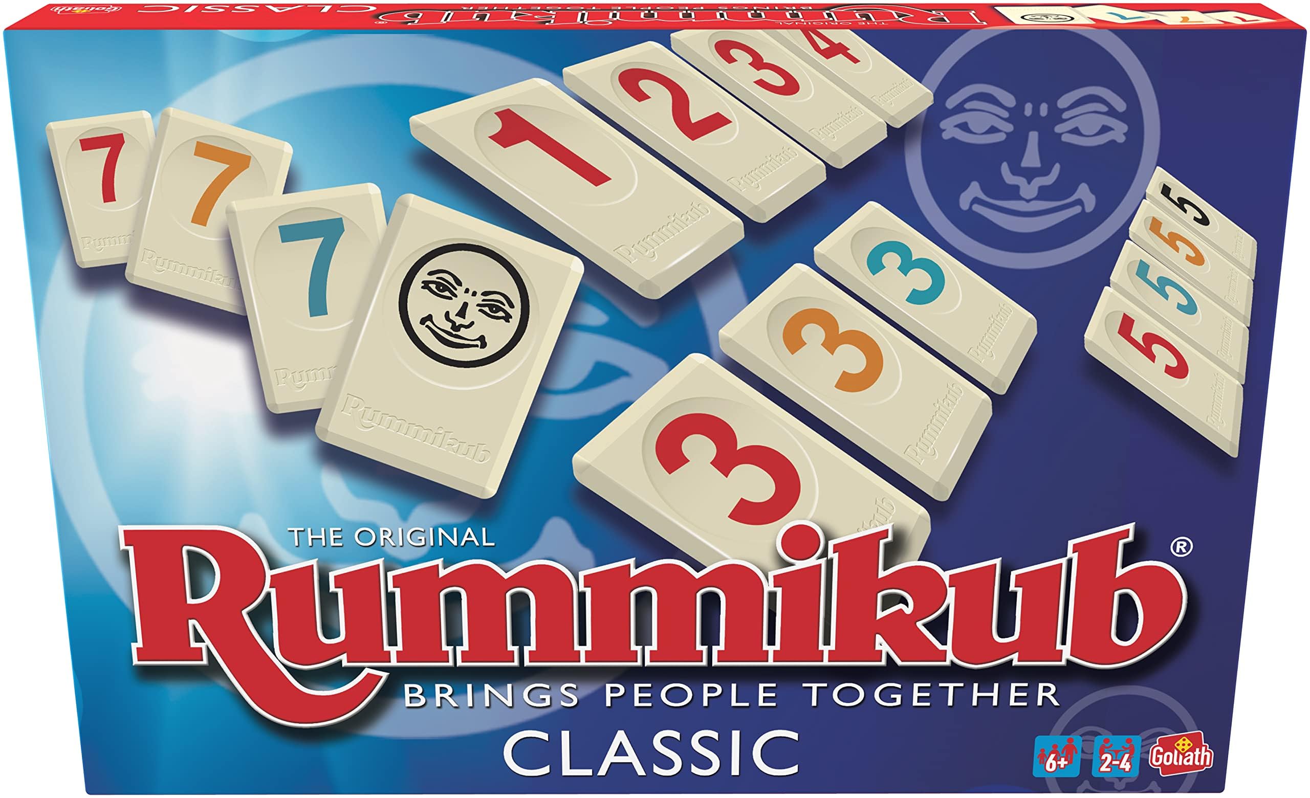Goliath RUMMIKUB Original Classic, gra planszowa dla dorosłych i dzieci od 6 lat, strategia numeryczna, zabawka edukacyjna dla 2-4 graczy, wspiera logiczne myślenie, wersja wielojęzyczna