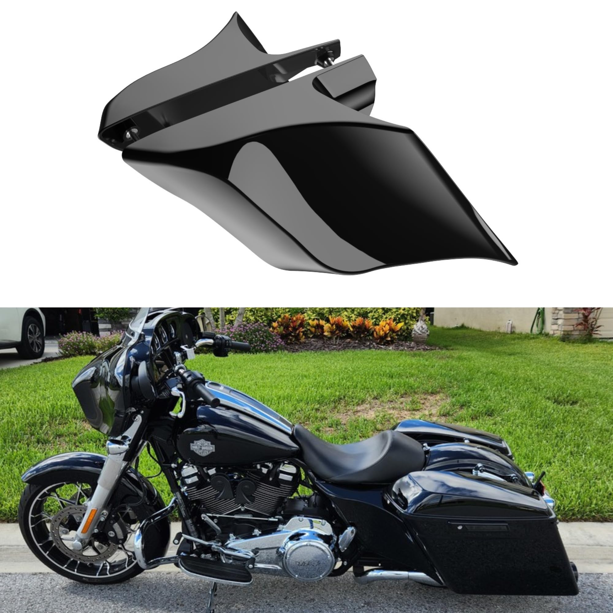 Green-L Vivid Black Side Cover Panels For Harley Touring (Road King, Street Glide) 2009-2024 - Left & Right Set