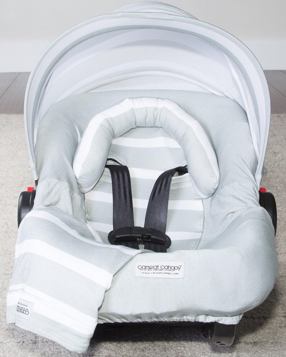 Carseat Canopy 5 pc Whole Caboodle Jersey Stretch - Gray Stripes