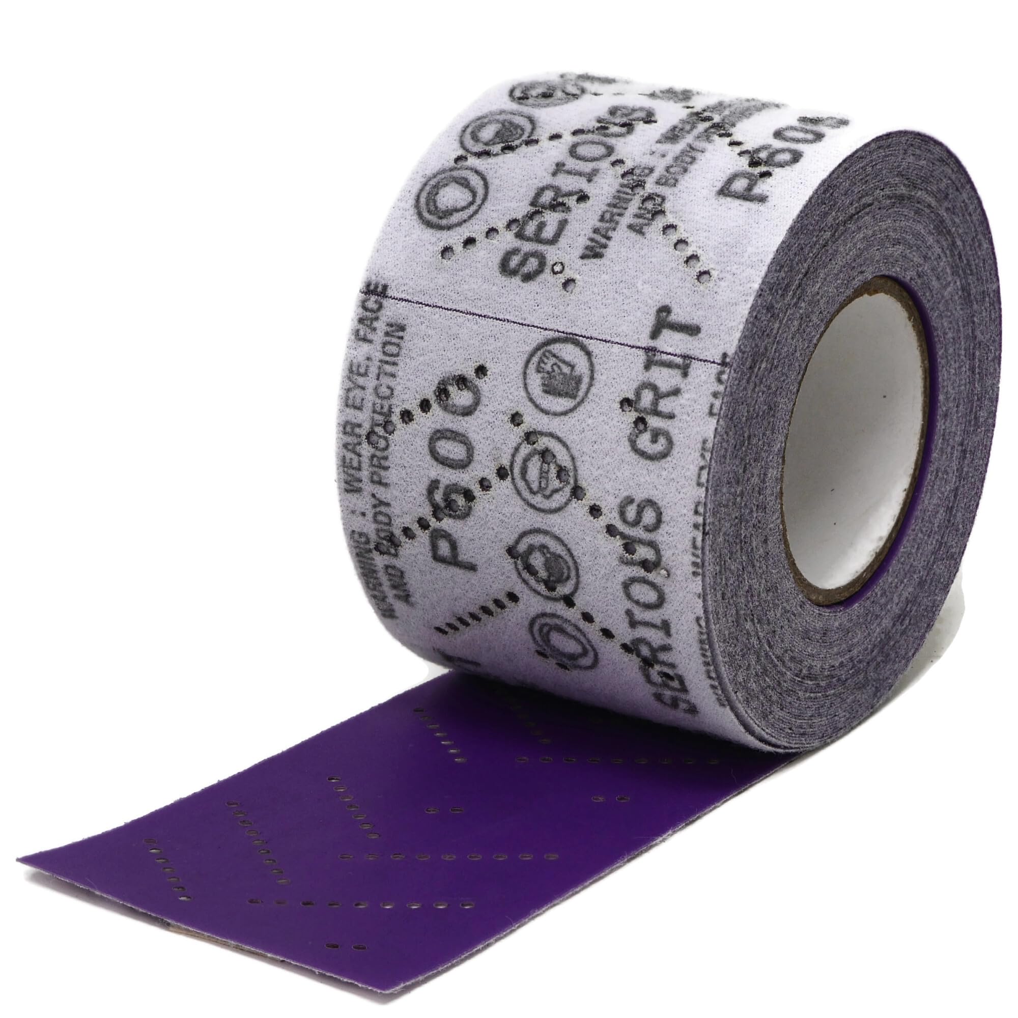 Serious Grit 600 Grit Hook & Loop Ceramic Sandpaper Roll - 70mm x 12m Multi-Hole Dustless Abrasive Roll for Automotive, Wood, and Metal Sanding -