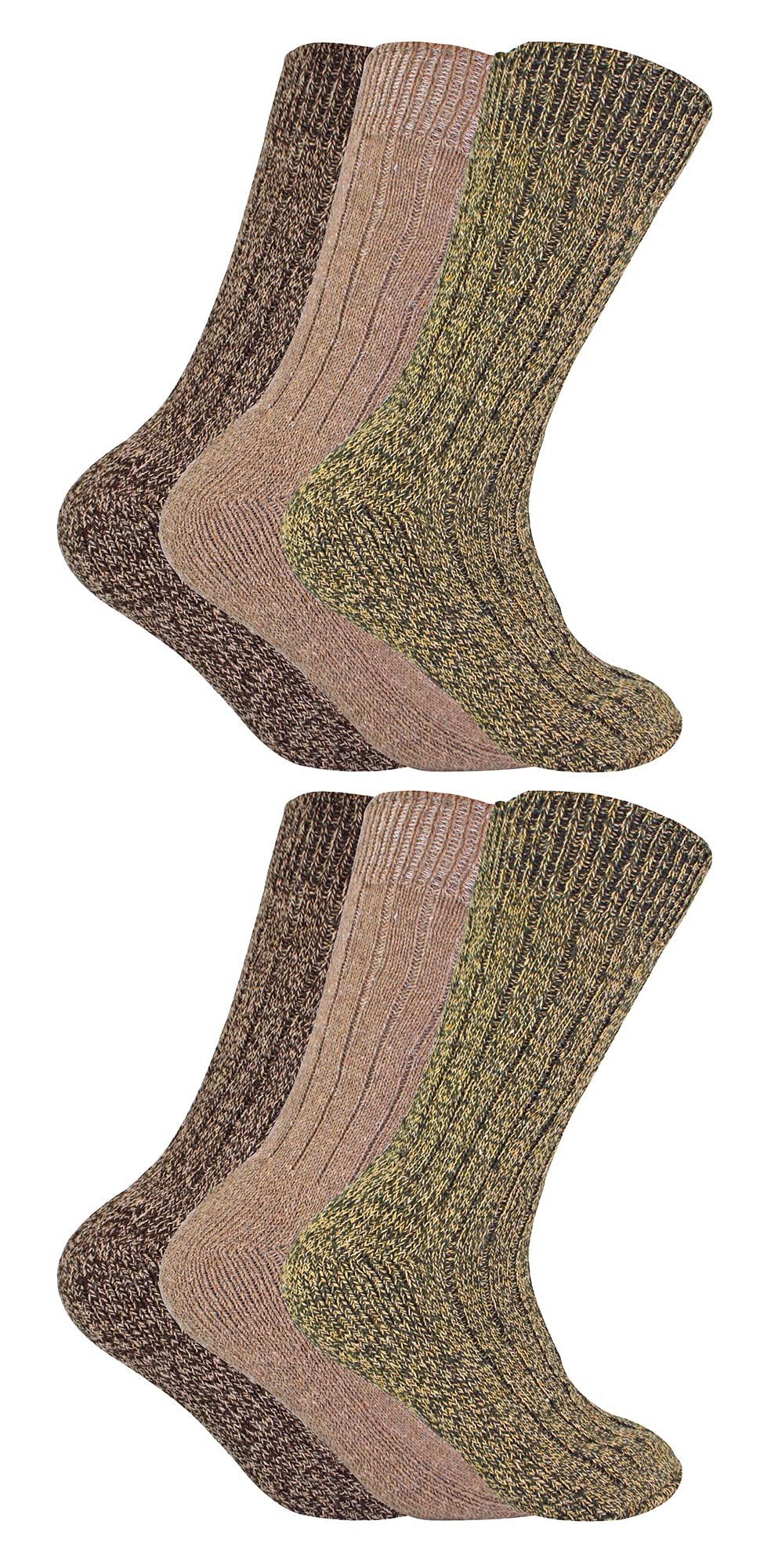 Sock Snob Men's Brown 6 Pack Thick And Warm Wool Socks | | Thermal Winter Padded Hiking Boot Socks For (6-11, ) Size 6-11
