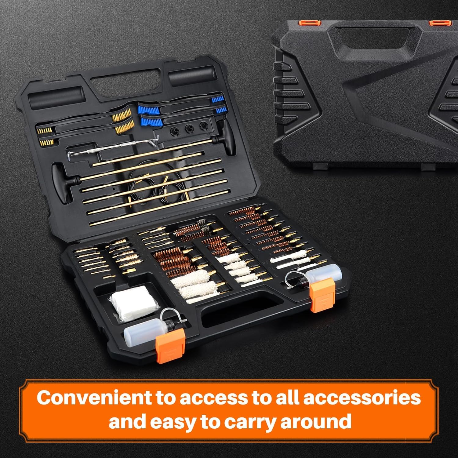 BOOSTEADY Pro Kit Pulitura Armi Universale, per Armi da Fuoco per Tutte le Armi con Spazzole in Ottone di Alta Qualità, Mop, Punte, Aste Rinforzate