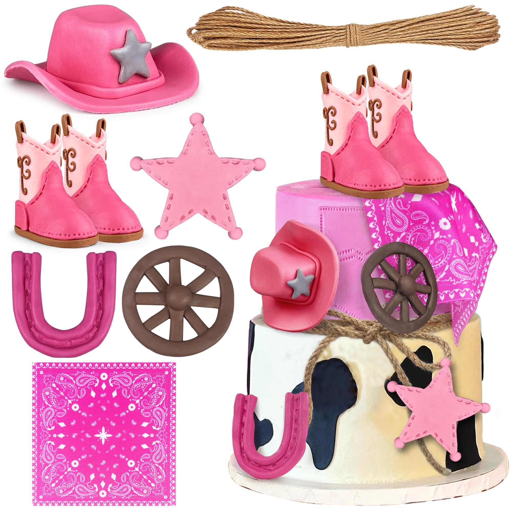 Cowgirl Cake Decorations Cowgirl Hat and Boot Cake Toppers Western Cowboy Cowgirl Birthday Baby Shower for Western Theme Party Favors Supplies