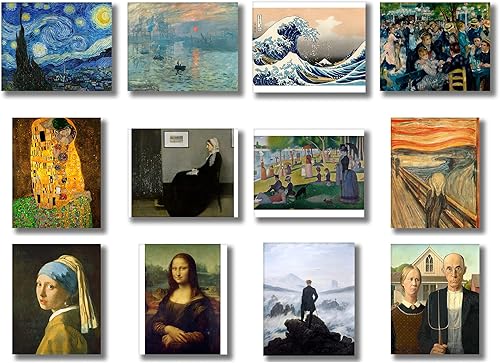 Wish Pub - 12 pinturas más famosas del mundo, juego de impresiones artísticas sin marco, 8x10 pulgadas