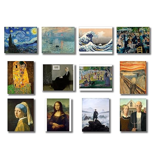 Wish Pub - 12 Most Famous Paintings in The World, Set of Unframed Fine Art Prints, 8x10 inch
