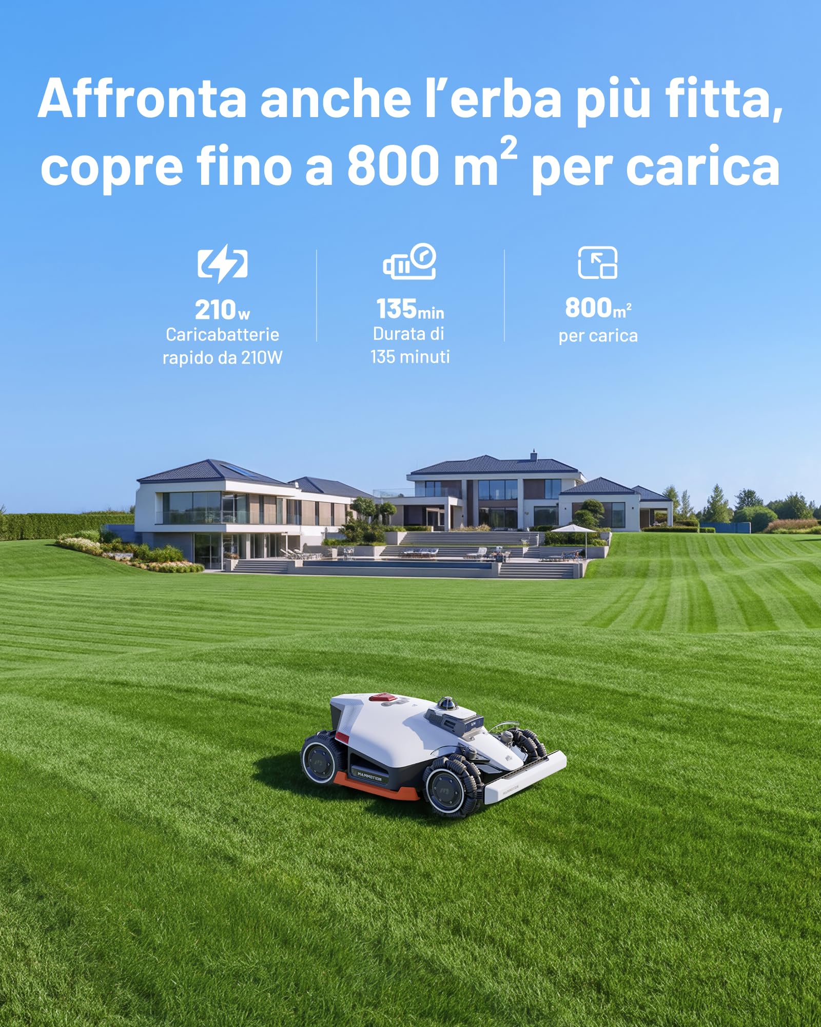 MAMMOTION LUBA 3 AWD 1500 Robot Tosaerba | Robot Tagliaerba LiDAR+Doppia Telecamera AI Vision a 360°, Pendenze all'80%, Gestione Multizona, Altezza di Taglio 25-70mm
