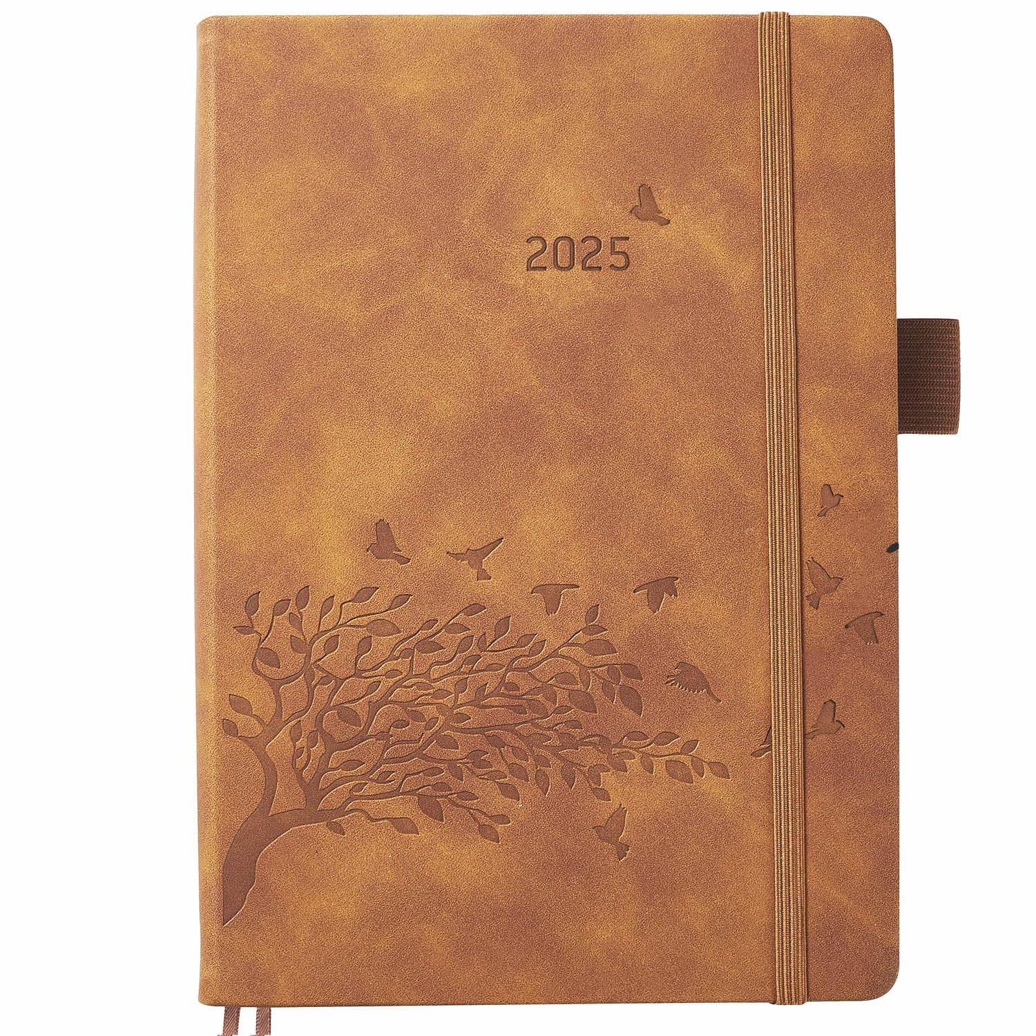 Agenda 2025 Dia por Pagina A5, Agenda Anual con Separadores de 12 Meses, Notas, Bolsillo, Porta Boligrafos, Tapa Dura, Elástico Diario para Familiar Escolar Trabajo, Enero 2025 a Diciembre 2025
