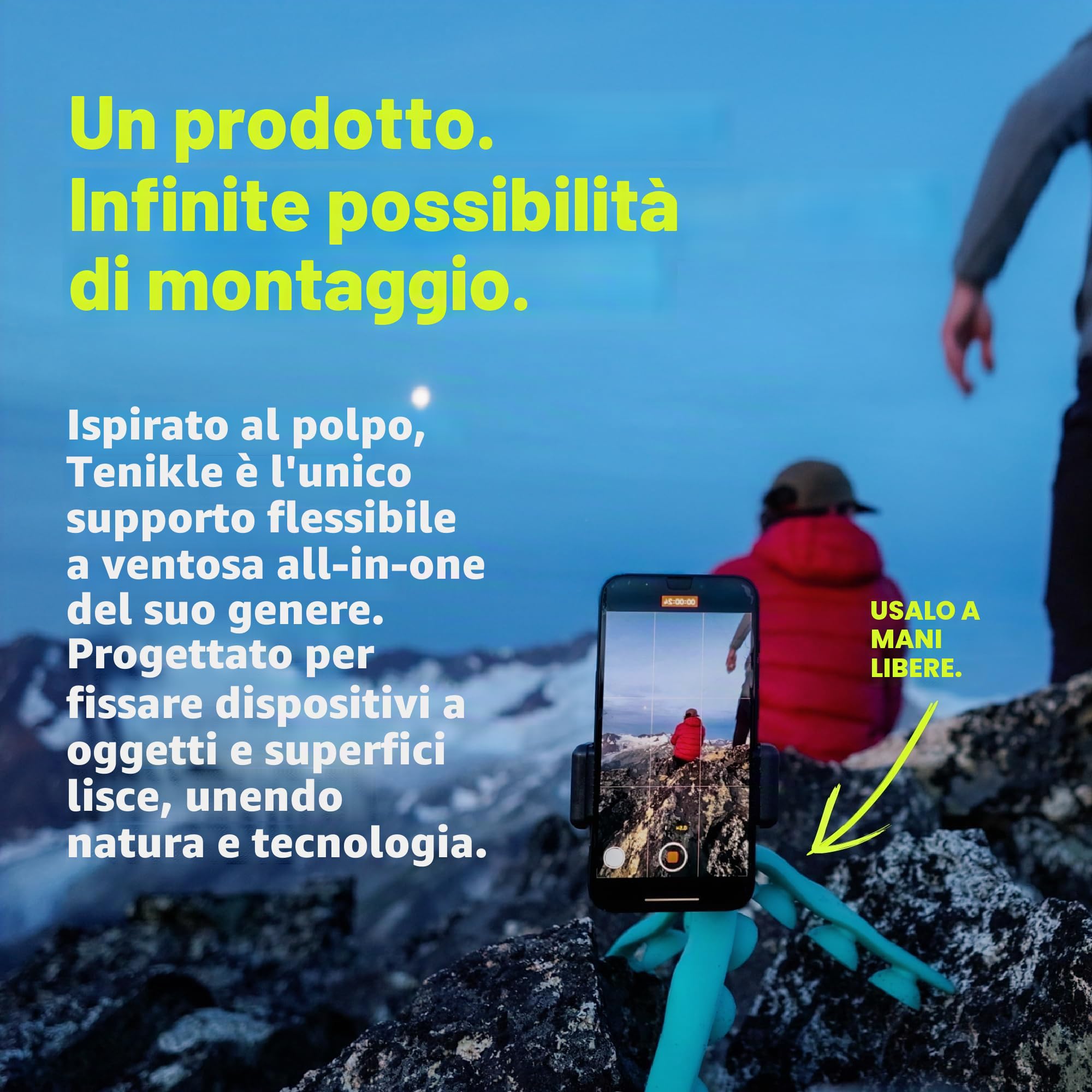 Tenikle® Pro - Treppiede flessibile per cellulare e action camera GoPro, Insta360, DJI Osmo, come visto su Shark Tank, supporto per fotocamera con ventosa pieghevole, compatibile con iPhone e Android